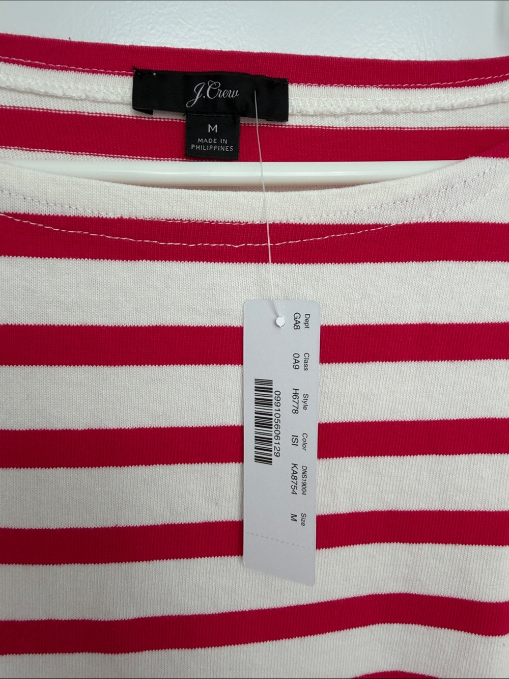 J. Crew Red and White Striped Boatneck Long Sleeve Top - Picture 2 of 2